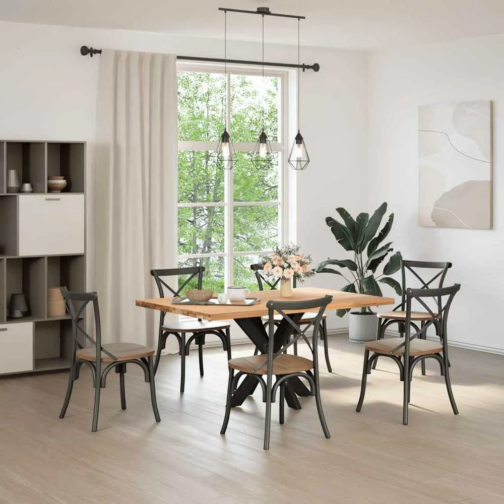 Valgomojo stalo koja, voro formos, juoda, 85x85x(72-73) cm, plienas