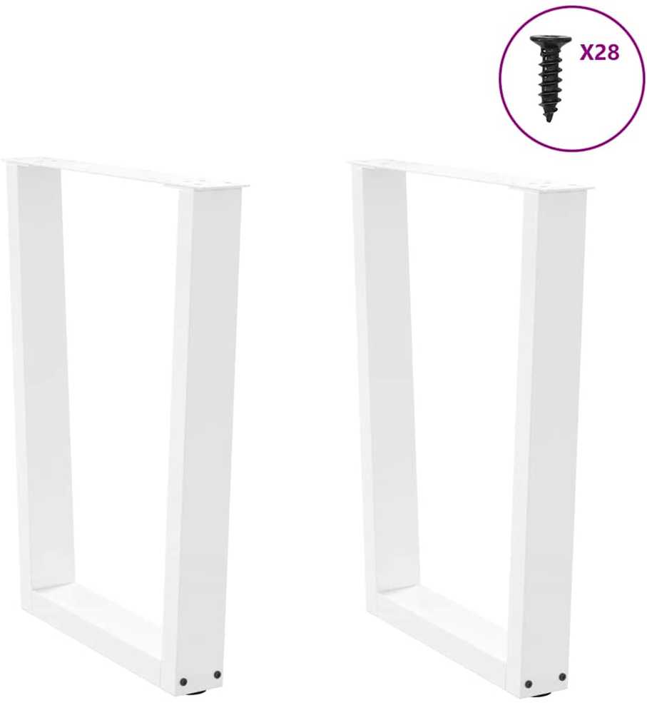 Valgomojo stalo kojelės, 2 vnt., baltos, 70x(72-73,3) cm, plienas, V formos