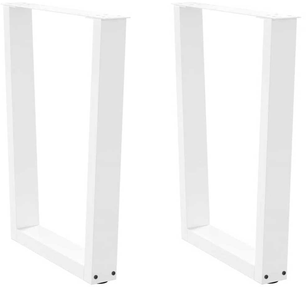 Valgomojo stalo kojelės, 2 vnt., baltos, 70x(72-73,3) cm, plienas, V formos