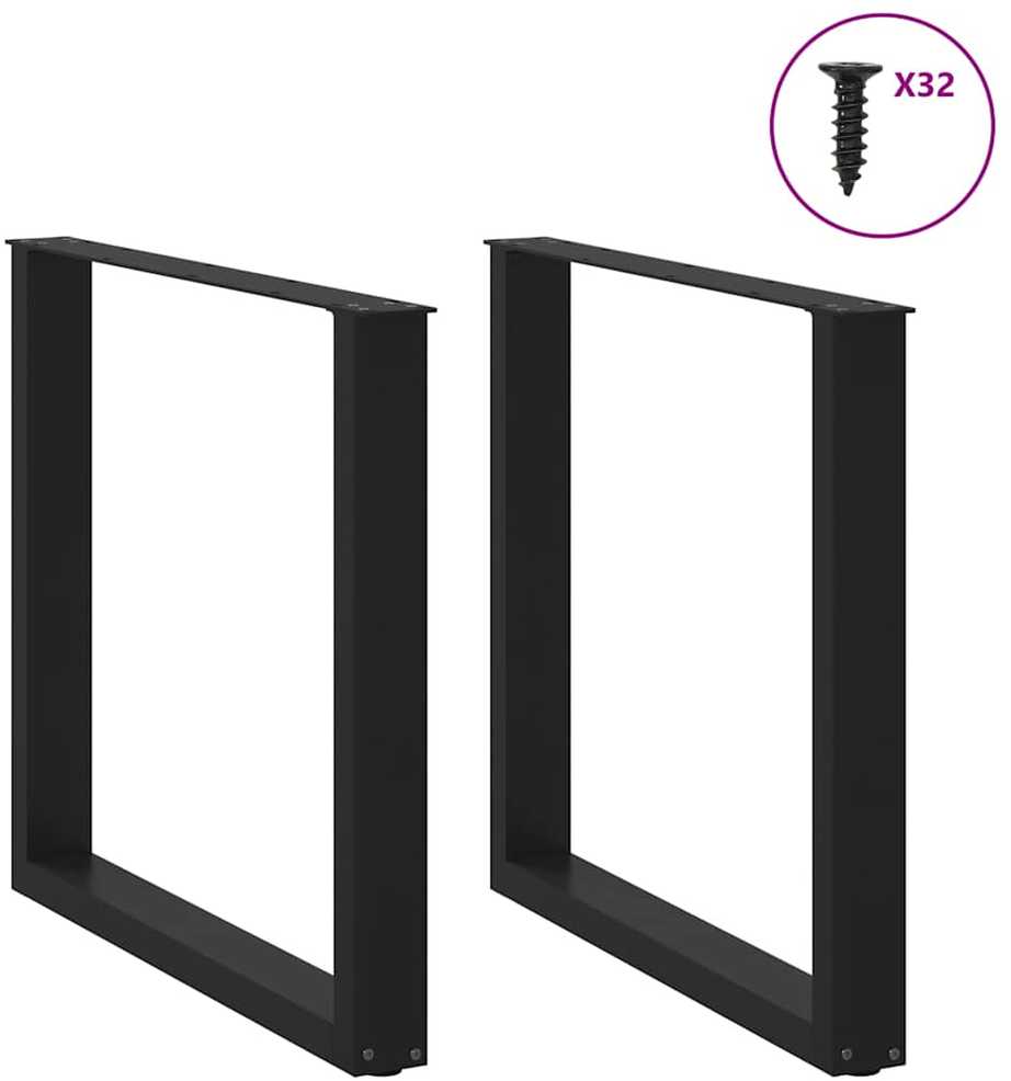 Valgomojo stalo kojelės, 2 vnt., juodos, 90x(72-73) cm, plienas, U formos