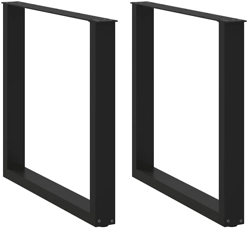 Valgomojo stalo kojelės, 2 vnt., juodos, 90x(72-73) cm, plienas, U formos