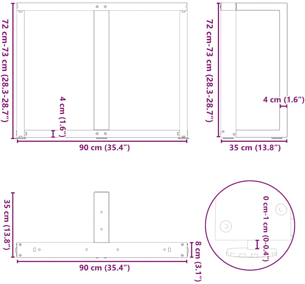 Valgomojo stalo kojelės, 2 vnt., juodos, 90x35x(72-73) cm, plienas