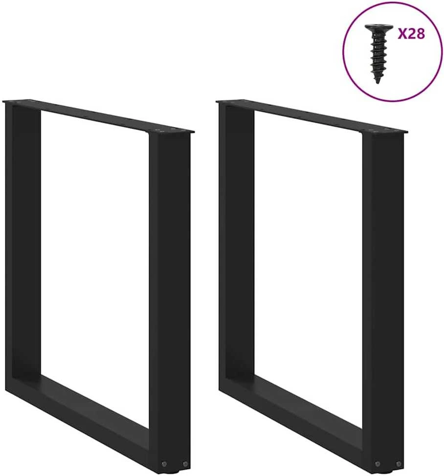 Valgomojo stalo kojelės, 2 vnt., juodos, 80x(72-73) cm, plienas, U formos
