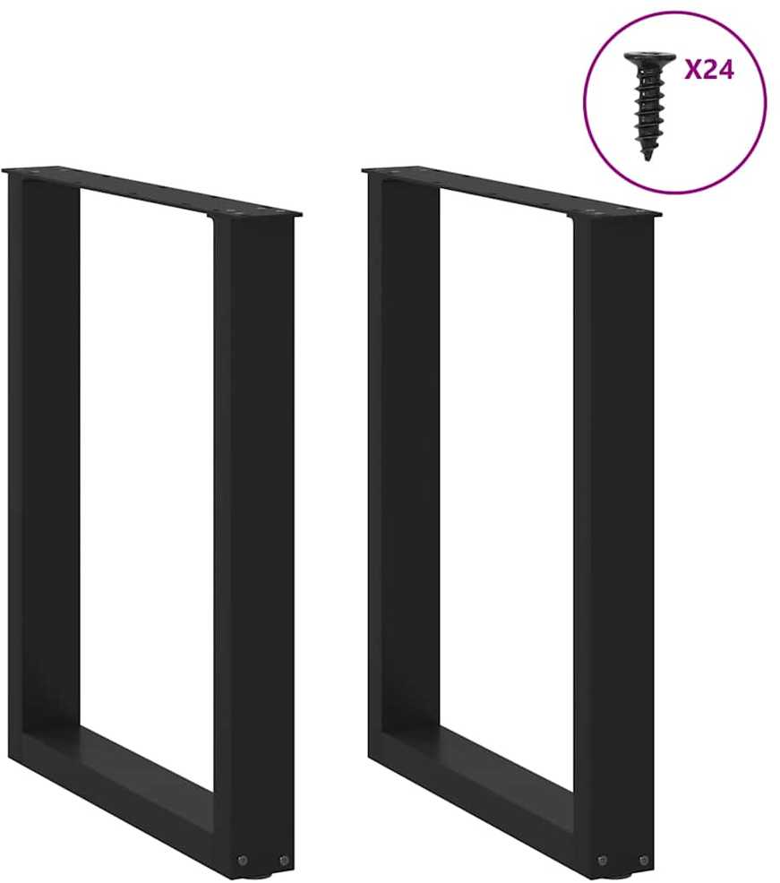 Valgomojo stalo kojelės, 2 vnt., juodos, 60x(72-73) cm, plienas, U formos