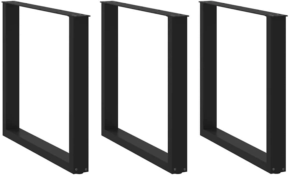 Valgomojo stalo kojelės, 3 vnt., juodos, 90x(72-73) cm, plienas, U formos