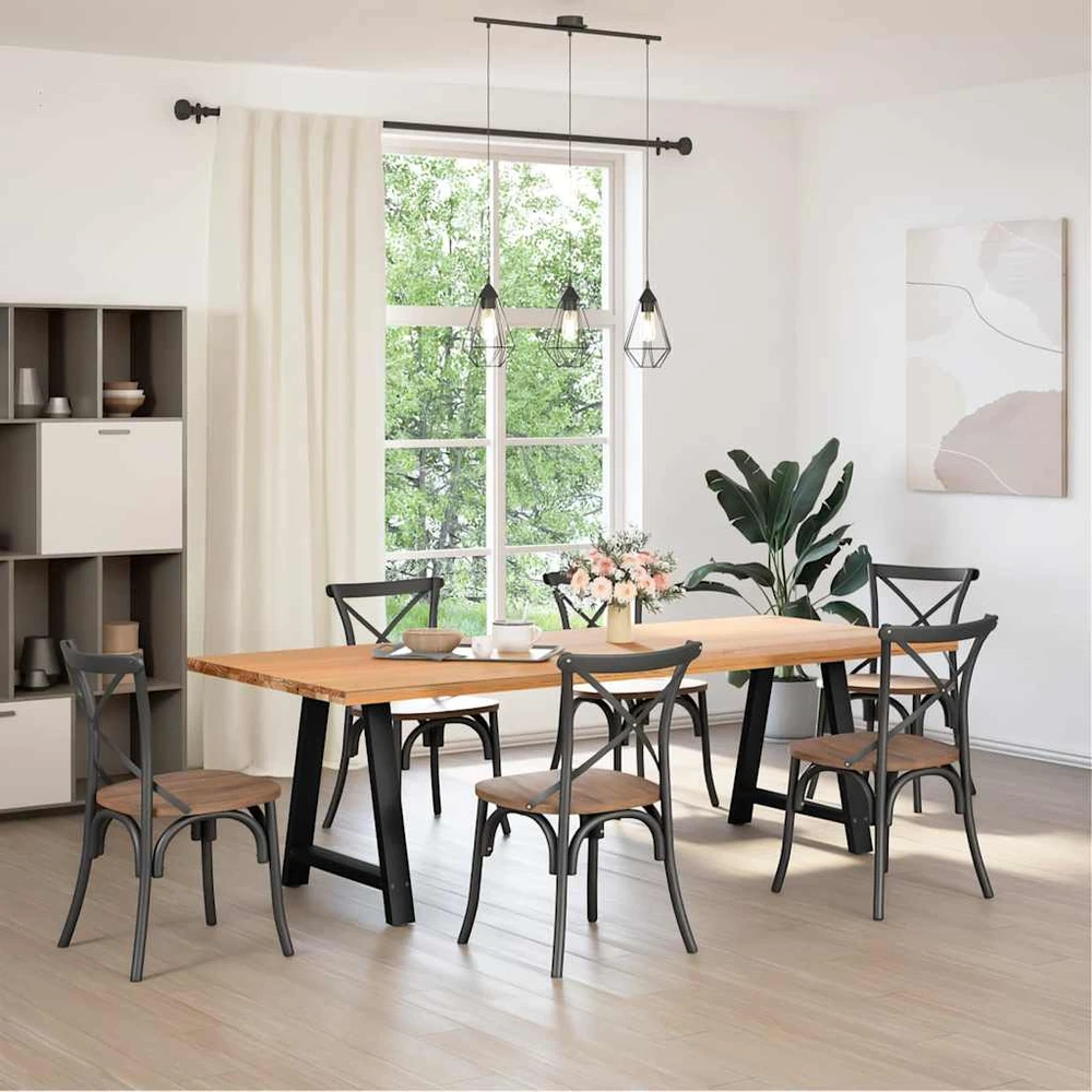 Valgomojo stalo kojelės, A formos, 2 vnt., juodos, 80x(72-73) cm, plienas
