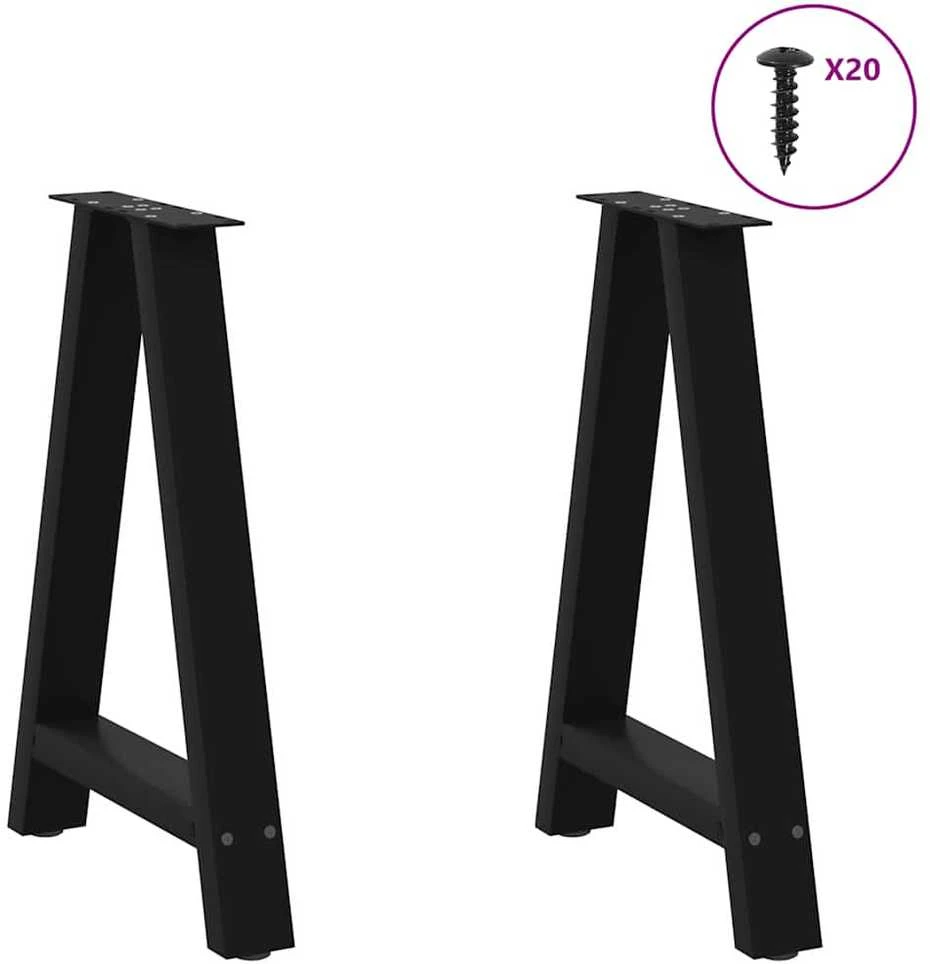Valgomojo stalo kojelės, A formos, 2 vnt., juodos, 60x(72-73) cm, plienas