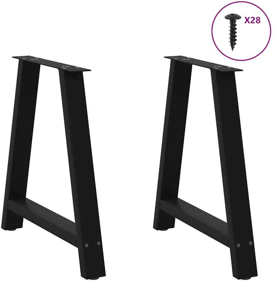 Valgomojo stalo kojelės, A formos, 2 vnt., juodos, 80x(72-73) cm, plienas
