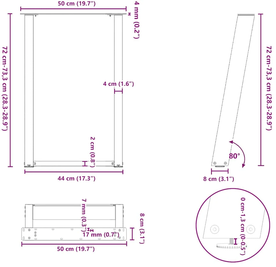 Valgomojo stalo kojelės, U formos, 2 vnt., juoda, 50x(72-73)cm