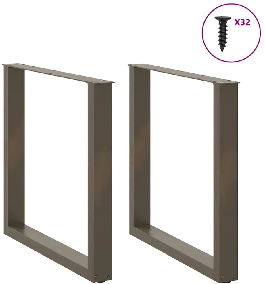 Valgomojo stalo kojelės, U formos, 2 vnt., natūralus plienas, 90x(72-73) cm, plienas