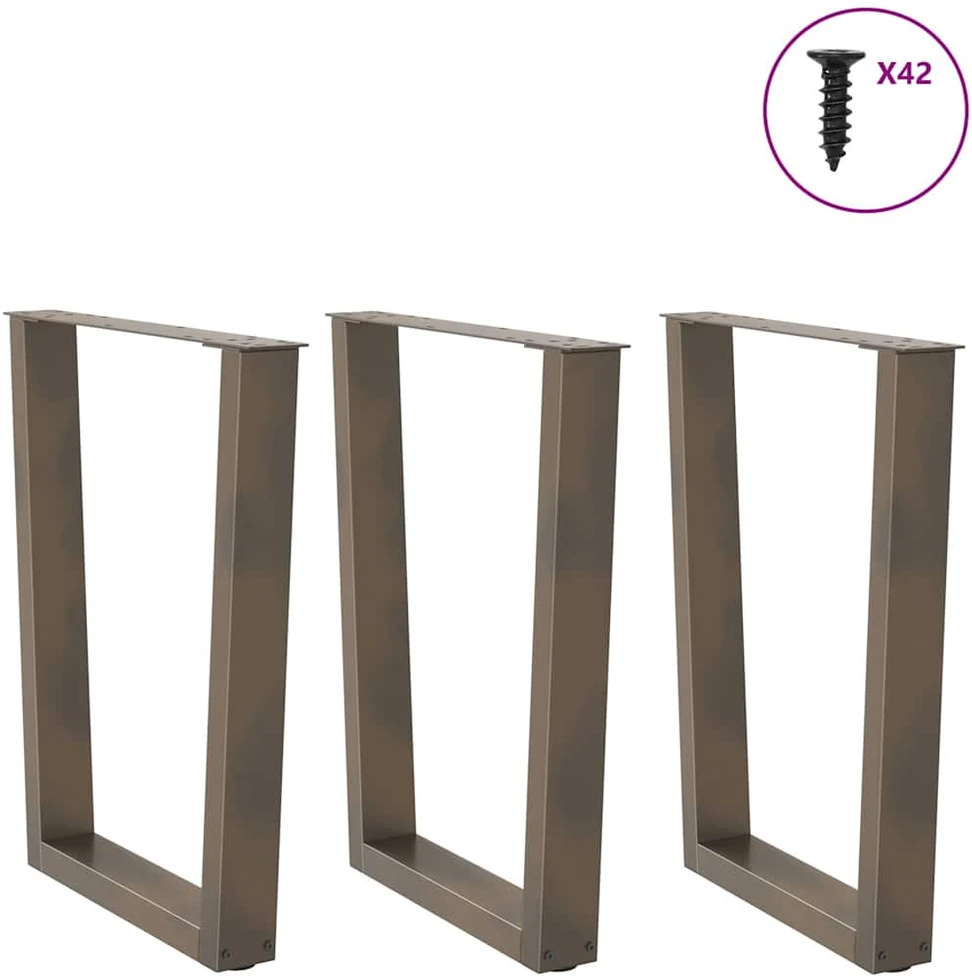 Valgomojo stalo kojelės, V formos, 3 vnt., natūralus plienas, 70x(72-73,3) cm, plienas