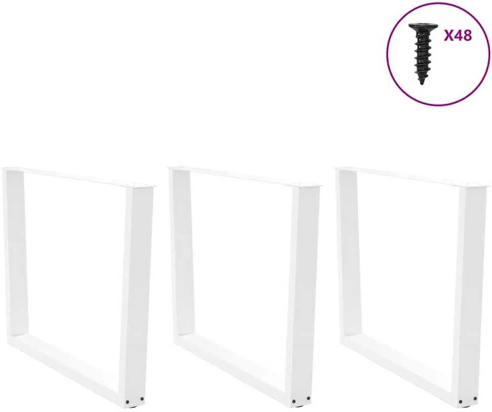 Valgomojo stalo kojelės, V formos, 3 vnt., baltos, 100x(72-73,3) cm, plienas