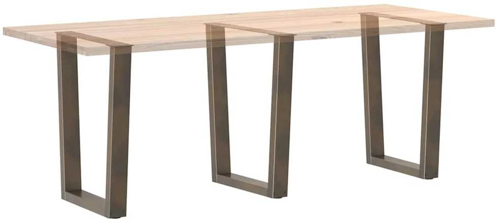 Valgomojo stalo kojelės, V formos, 3 vnt., natūralus plienas, 70x(72-73,3) cm, plienas
