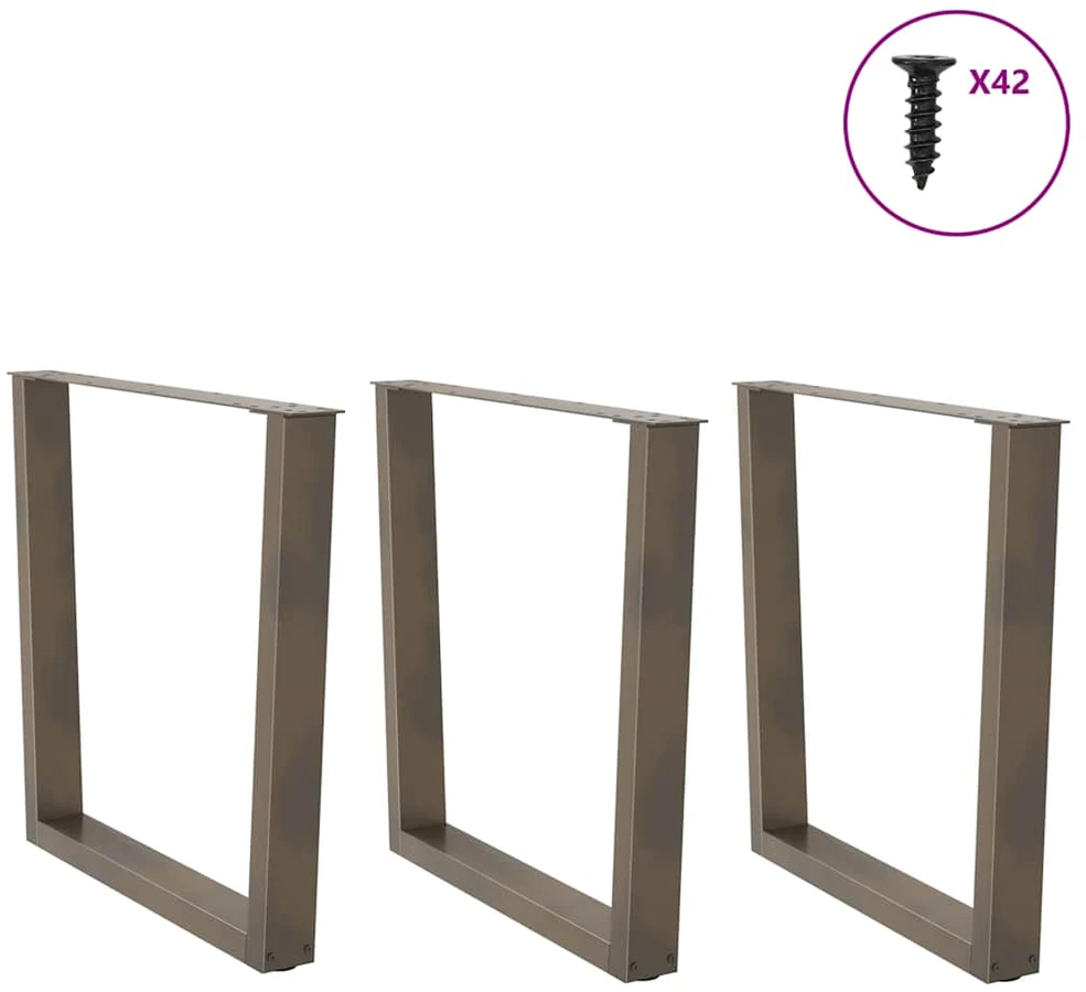 Valgomojo stalo kojelės, V formos, 3 vnt., natūralus plienas, 80x(72-73,3) cm, plienas