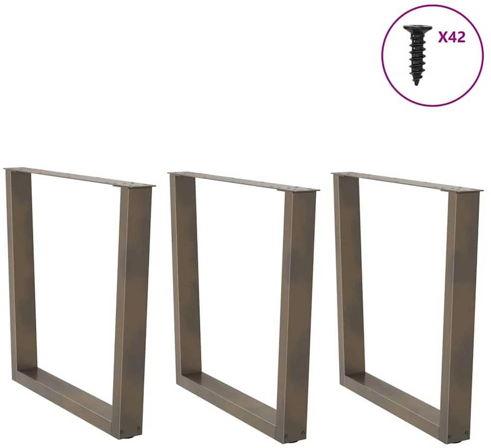 Valgomojo stalo kojelės, V formos, 3 vnt., natūralus plienas, 80x(72-73,3) cm, plienas