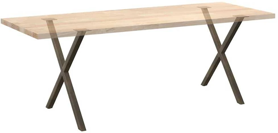 Valgomojo stalo kojelės, X formos, 2 vnt., natūralus plienas, 80x(72-73) cm, plienas