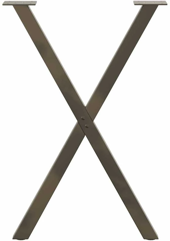 Valgomojo stalo kojos, X formos, 2 vnt., natūralus plienas, 57x(72-73) cm, plienas