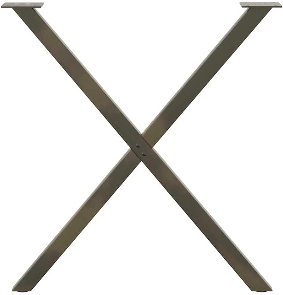 Valgomojo stalo kojelės, X formos, 2 vnt., natūralus plienas, 70x(72-73) cm, plienas