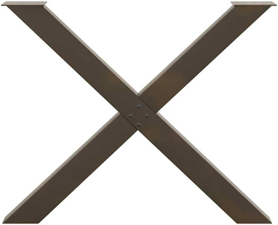 Valgomojo stalo kojelės, X formos, 2 vnt., natūralus plienas, 90x(72-73) cm, plienas