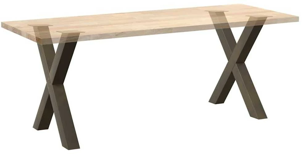 Valgomojo stalo kojelės, X formos, 2 vnt., natūralus plienas, 70x(72-73) cm, plienas