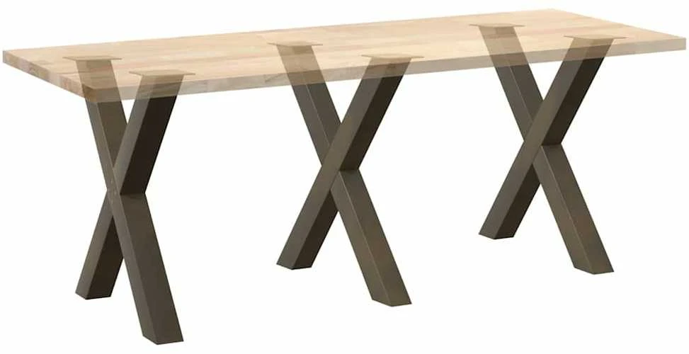 Valgomojo stalo kojos, X formos, 3 vnt., natūralus plienas, 80x(72-73) cm, plienas