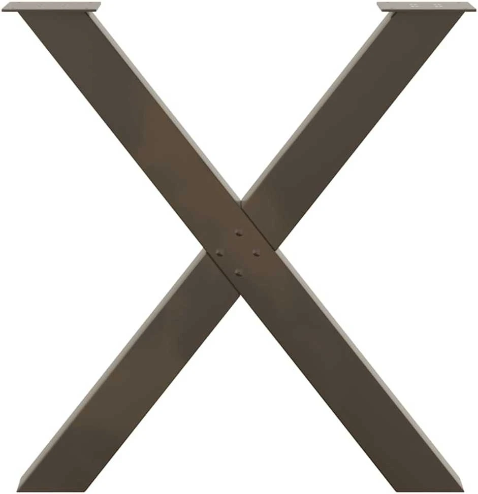Valgomojo stalo kojos, X formos, 3 vnt., natūralus plienas, 80x(72-73) cm, plienas