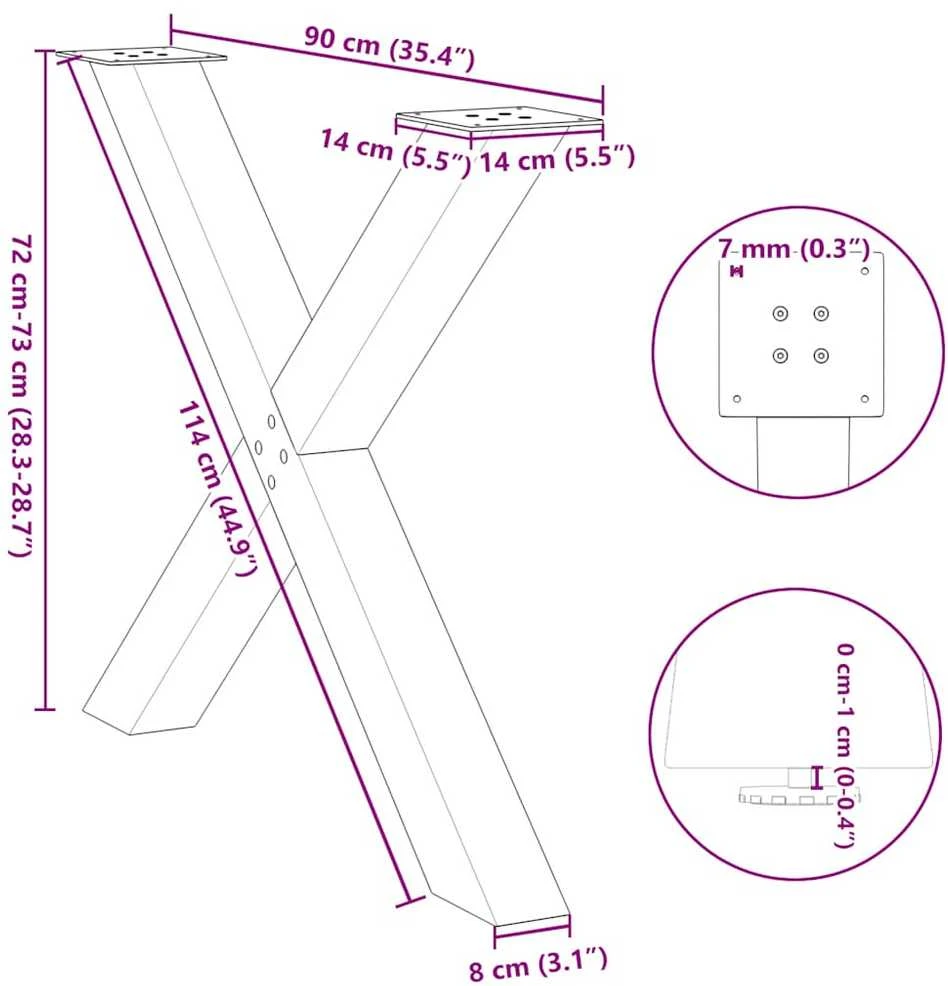 Valgomojo stalo kojos, 2 vnt., antracito spalvos, 90x(72-73) cm, plienas