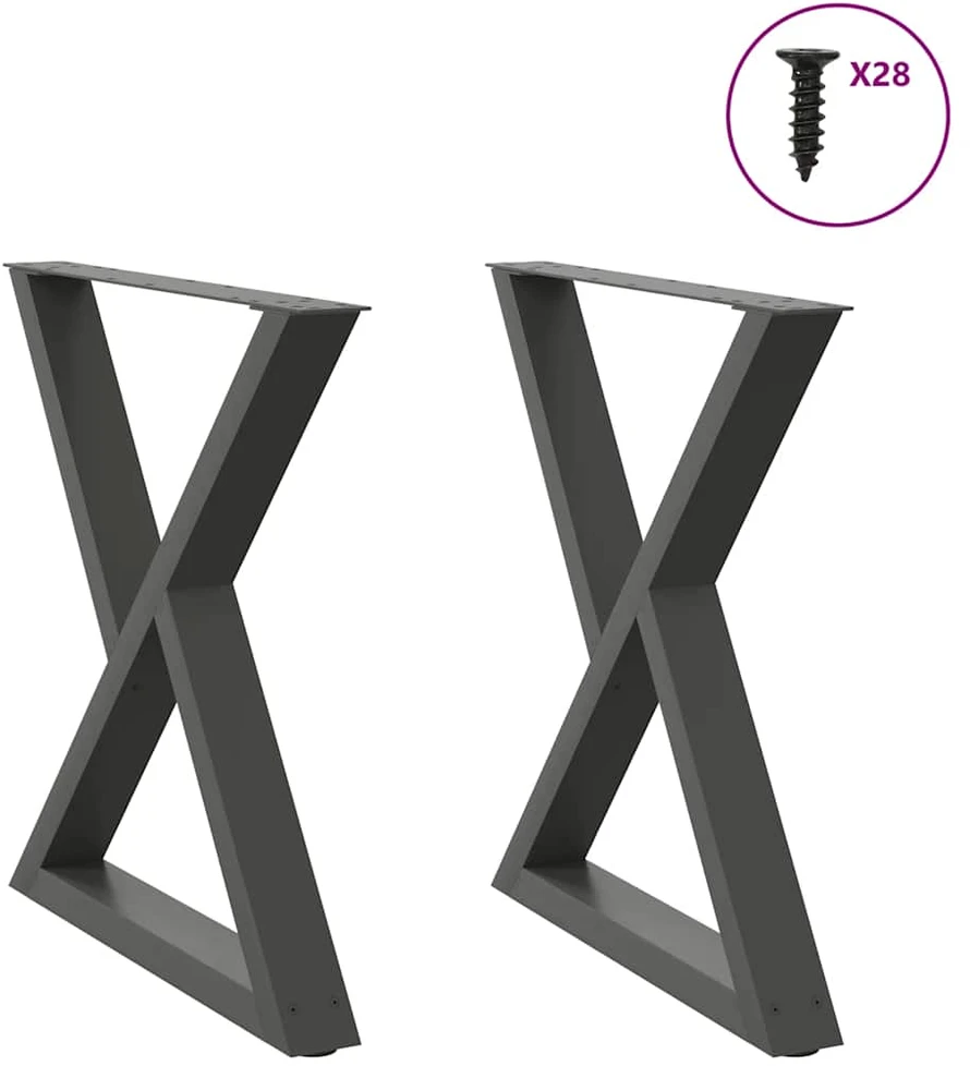 Valgomojo stalo kojos, 2 vnt., antracito spalvos, 70x(72-73,3) cm, plienas