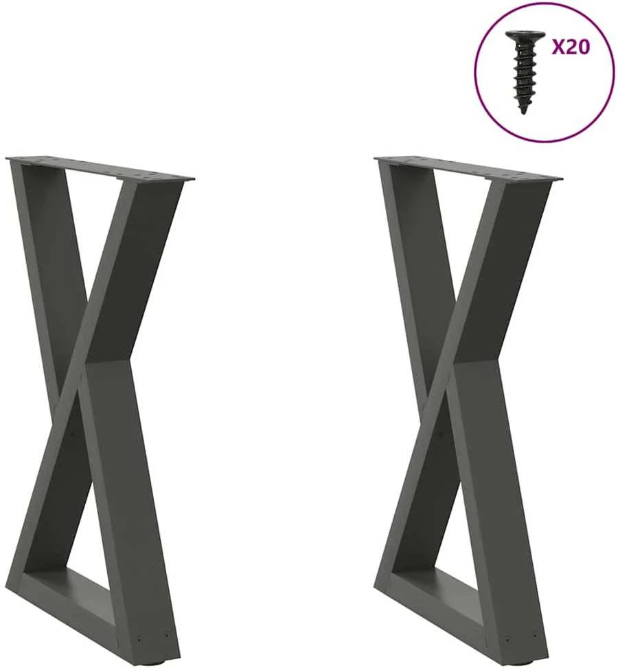 Valgomojo stalo kojos, 2 vnt., antracito spalvos, 60x(72-73,3) cm, plienas