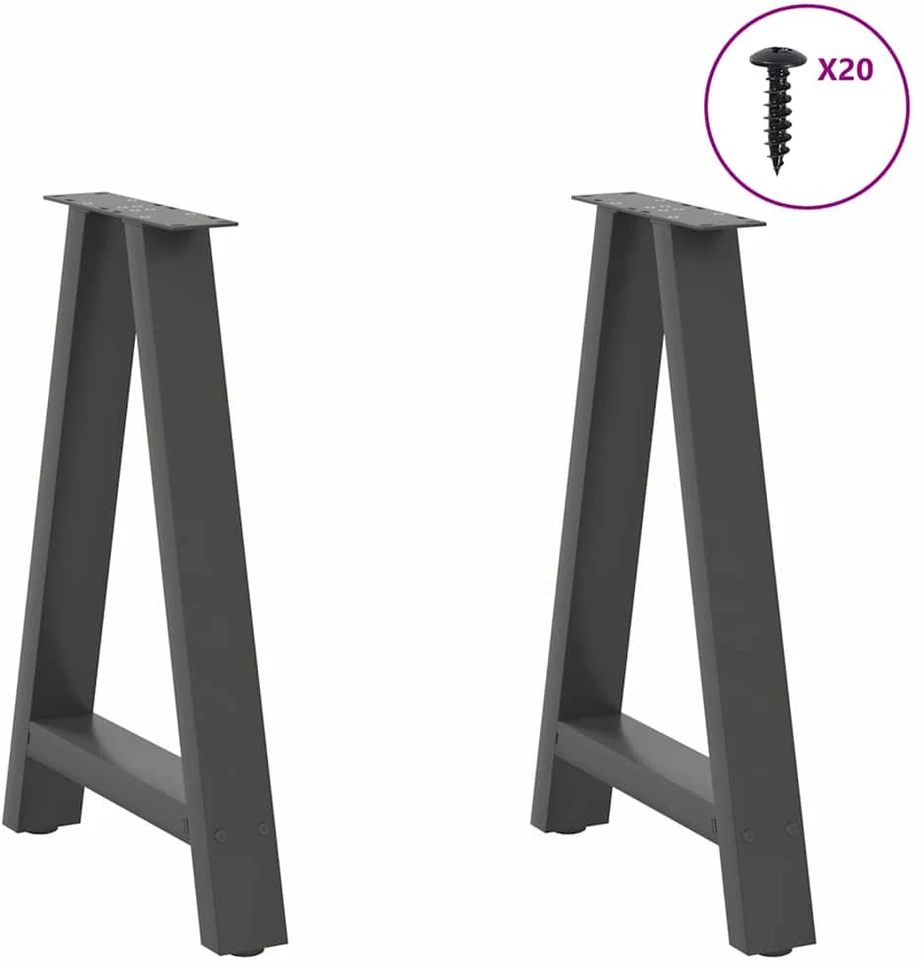 Valgomojo stalo kojos, 2 vnt., antracito spalvos, 60x(72-73) cm, plienas