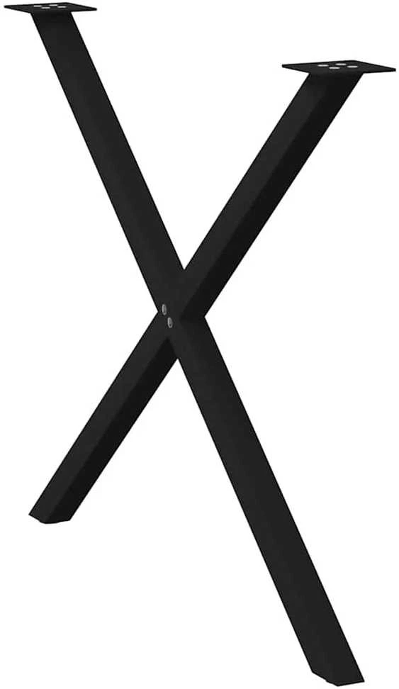 Valgomojo stalo kojelės, X formos, 2 vnt., juoda, 90x(72-73) cm