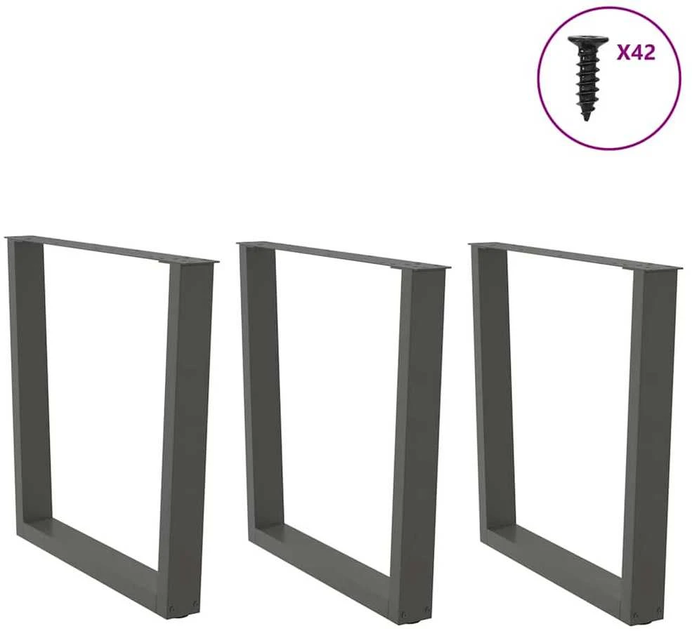 Valgomojo stalo kojos, 3 vnt., antracito spalvos, 90x(72-73,3) cm, plienas