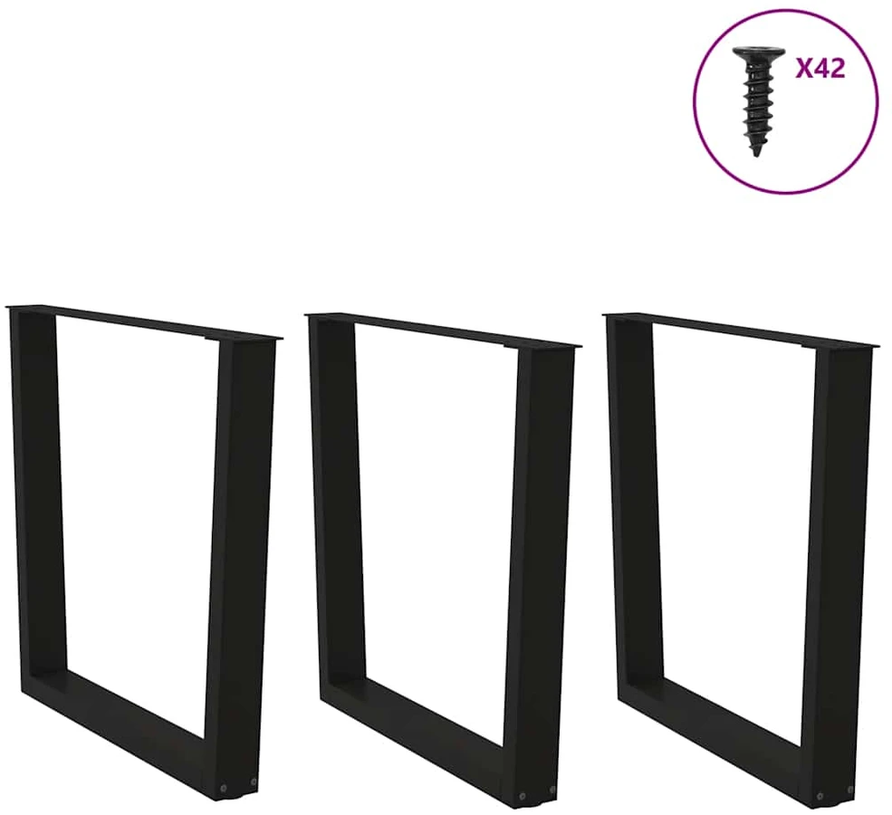 Valgomojo stalo kojos, 3 vnt., juodos, 80x(72-73,3) cm, plienas, V formos
