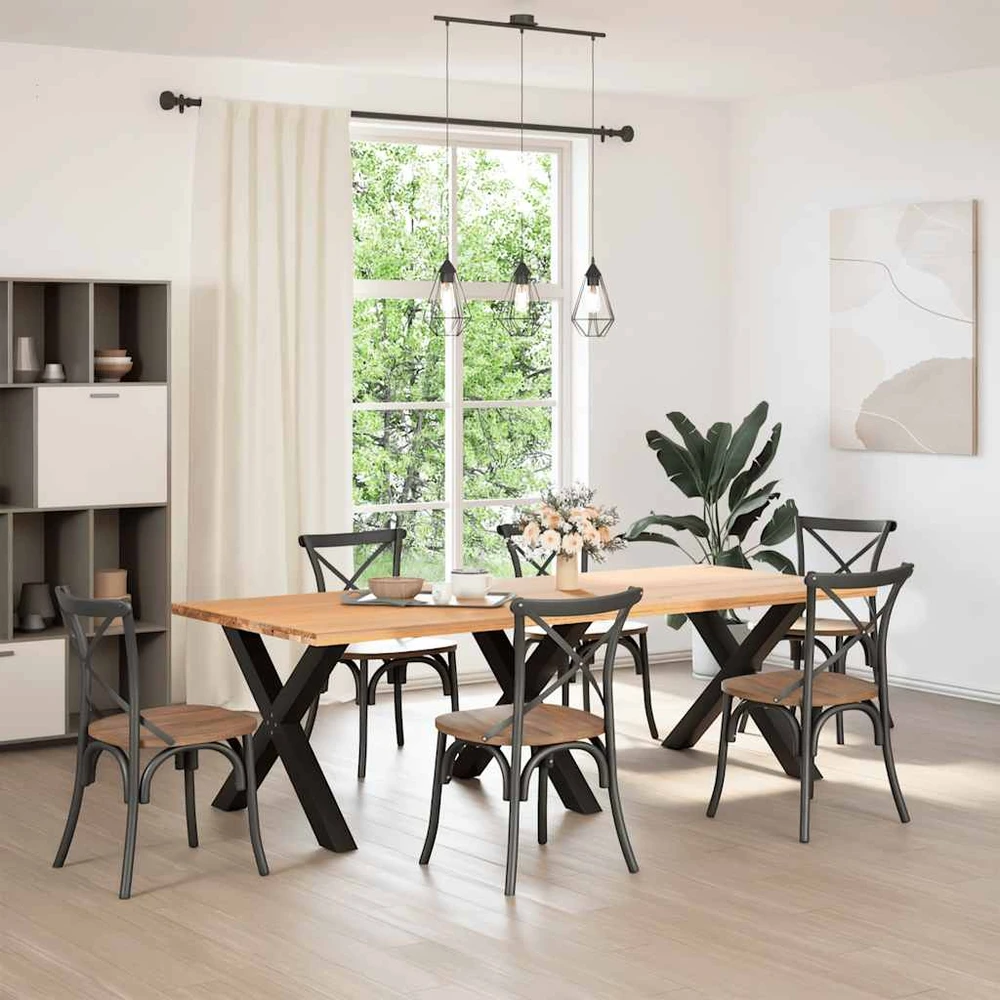 Valgomojo stalo kojos, 3 vnt., juodos, 90x(72-73) cm, plienas, X formos