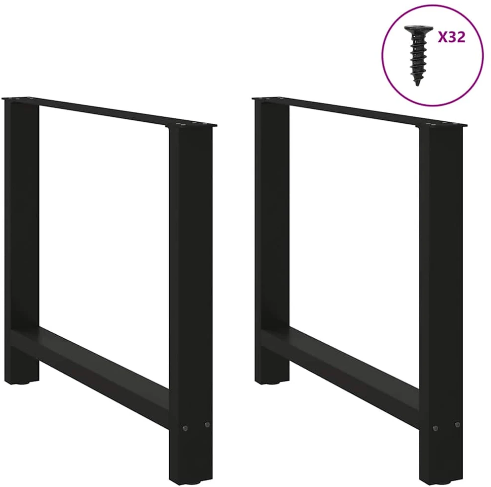 Valgomojo stalo kojos, juodos, 2 vnt., 100 x (72-73) cm, plienas