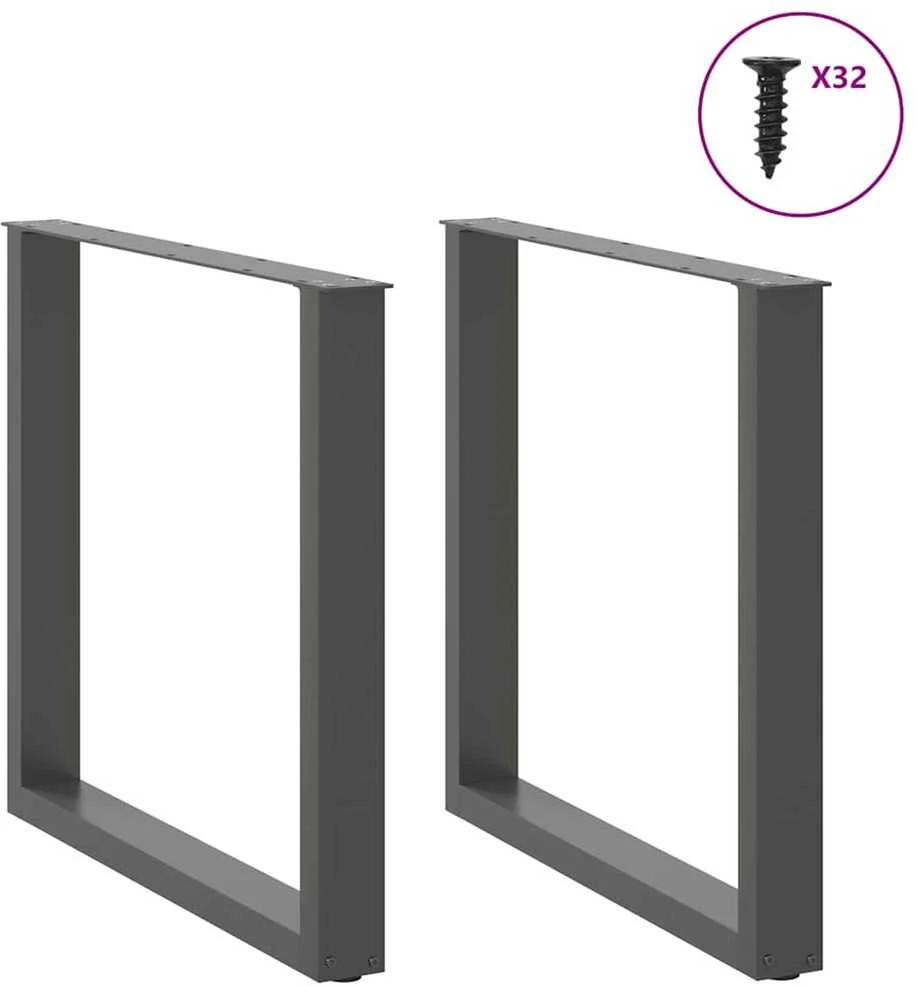 Valgomojo stalo kojos, U formos, 2 vnt., antracito spalvos, 90x(72-73) cm, plienas