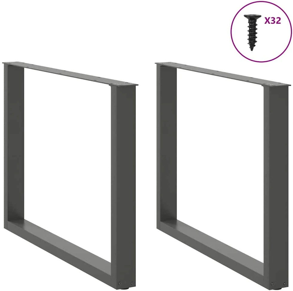 Valgomojo stalo kojos, U formos, 2 vnt., antracito spalvos, 100x(72-73) cm, plienas