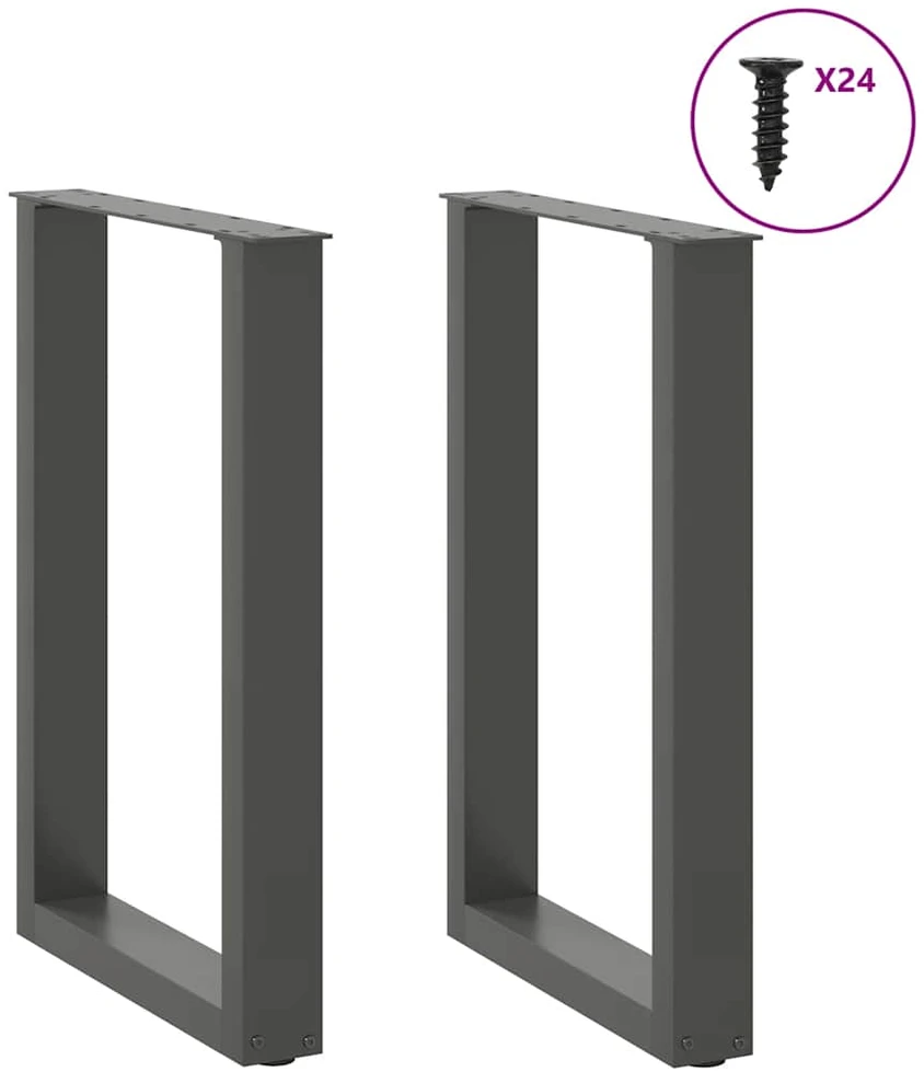 Valgomojo stalo kojos, U formos, 2 vnt., antracito spalvos, 50x(72-73) cm, plienas