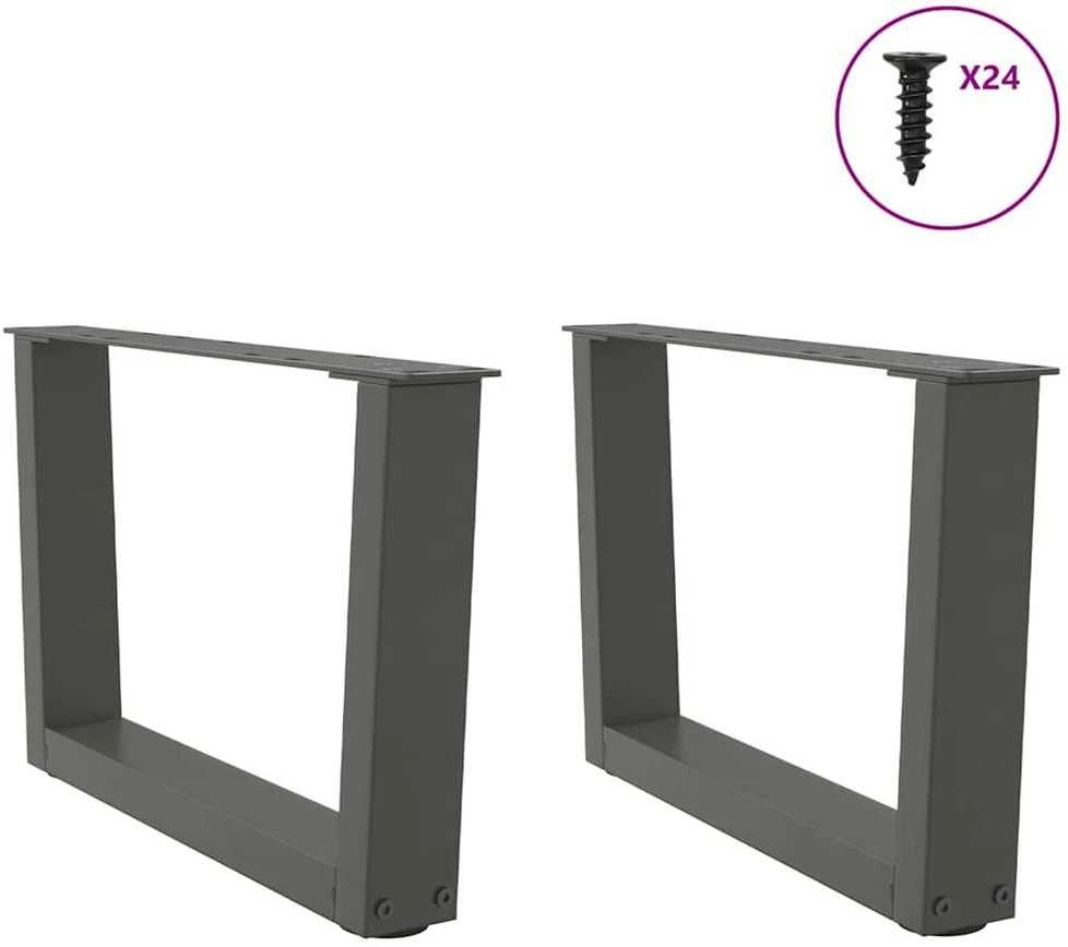 Kavos staliuko kojelės, V formos, 2 vnt., antracito spalvos, 50x(30-31,3) cm, plienas