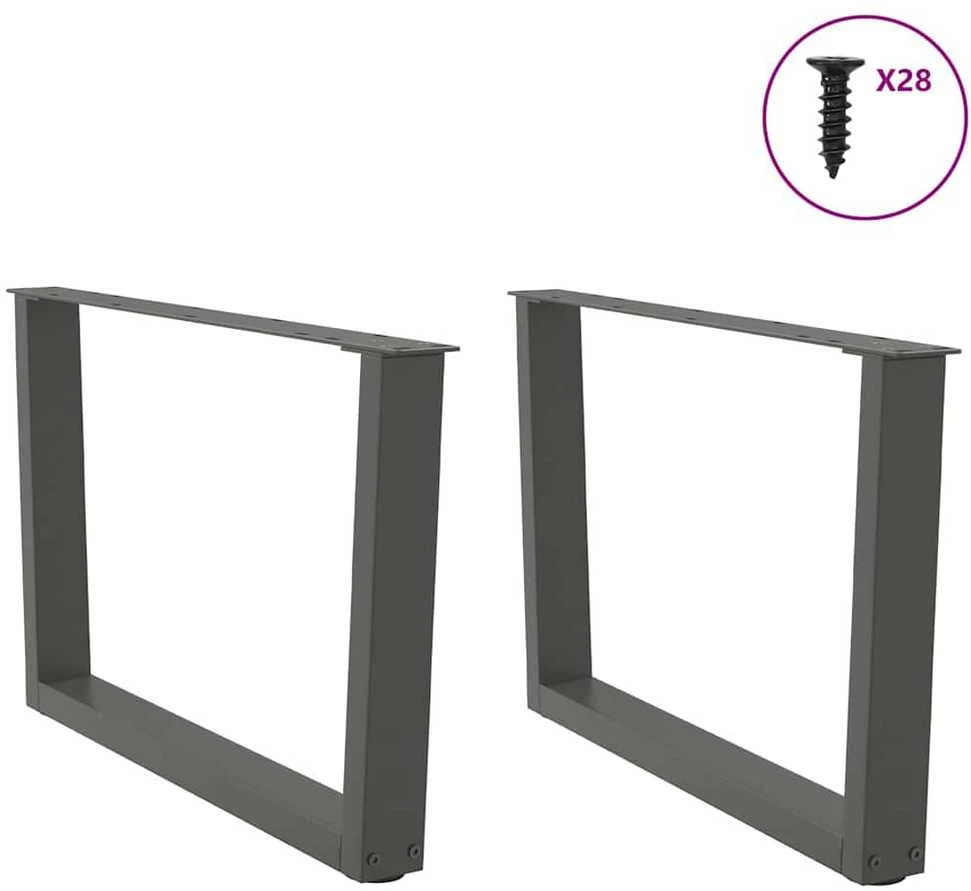 Kavos staliuko kojelės, V formos, 2 vnt., antracito spalvos, 70x(42-43,3) cm, plienas