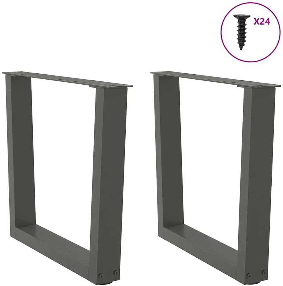 Kavos staliuko kojelės, V formos, 2 vnt., antracito spalvos, 50x(42-43,3) cm, plienas