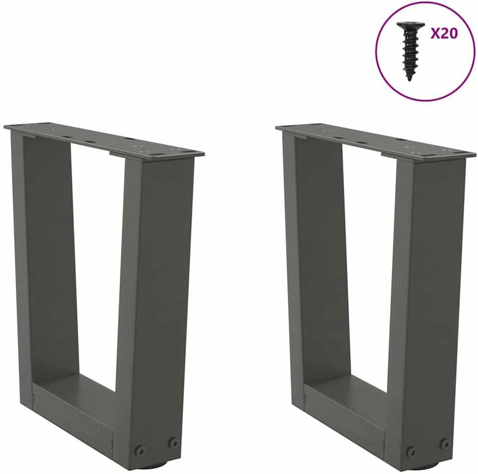 Kavos staliuko kojelės, V formos, 2 vnt., antracito spalvos, 40x(30-31,3) cm, plienas