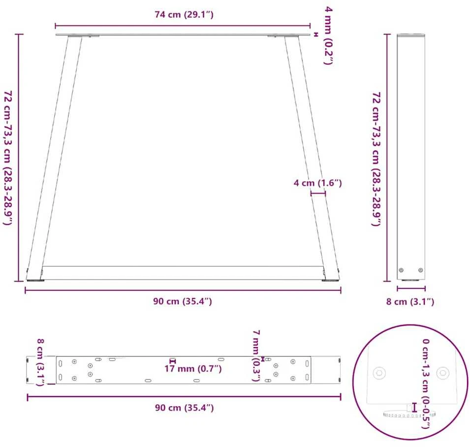 Valgomojo stalo kojelės, 2 vnt., baltos, 90x(72-73,3) cm, plienas, V formos