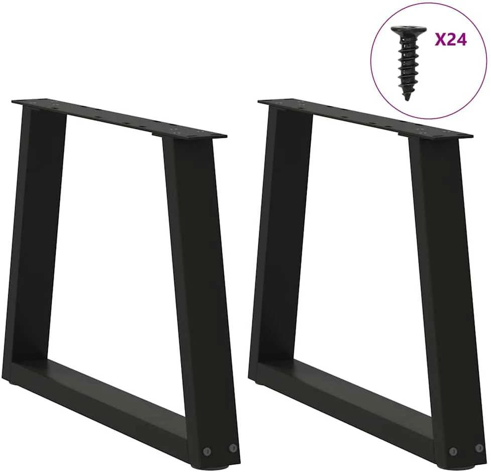 Kavos staliuko kojelės, V formos, 2 vnt., juodos, 70x(42-43,3) cm, plienas