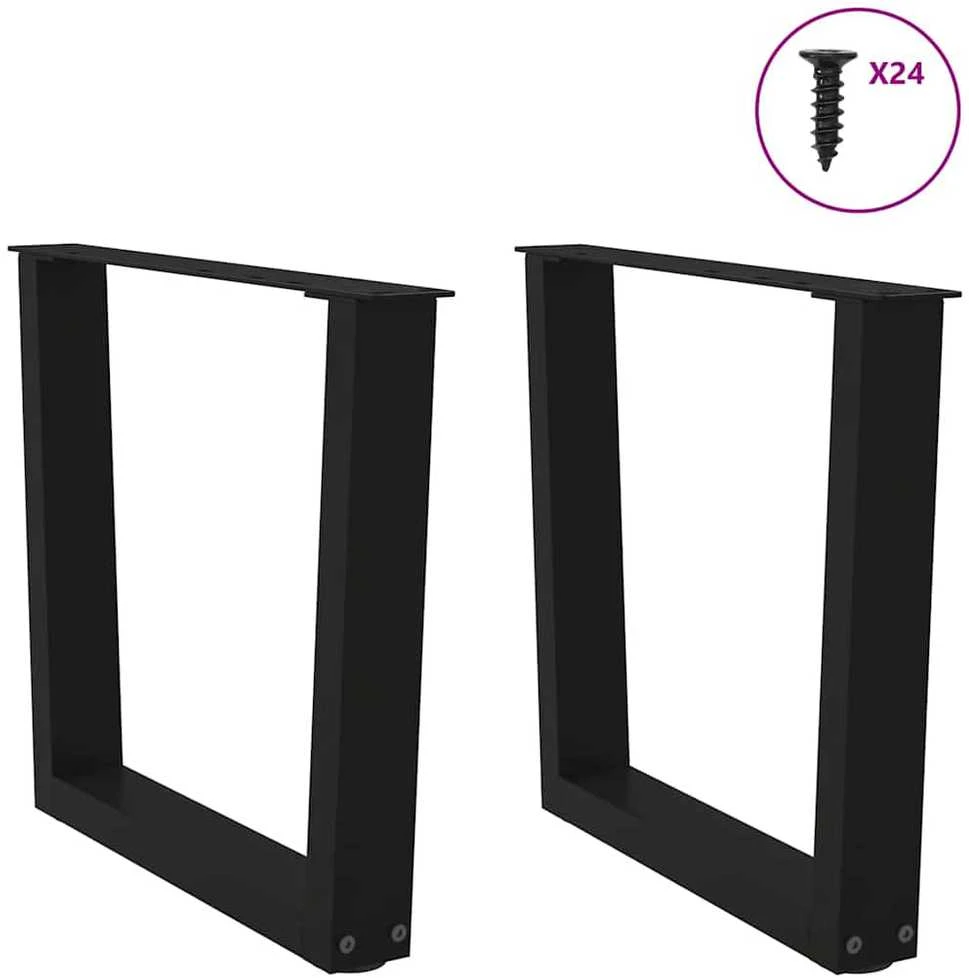 Kavos staliuko kojelės, V formos, 2 vnt., juodos, 50x(42-43,3) cm, plienas