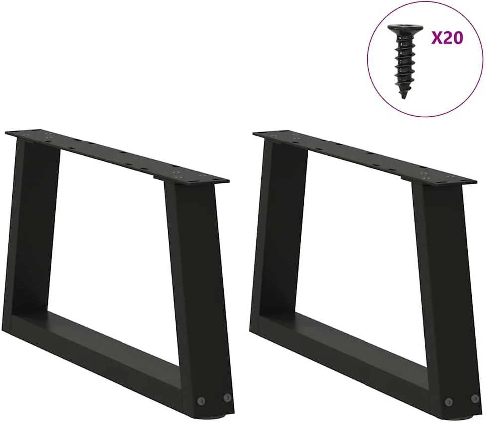 Kavos staliuko kojelės, V formos, 2 vnt., juodos, 50x(30-31,3) cm, plienas