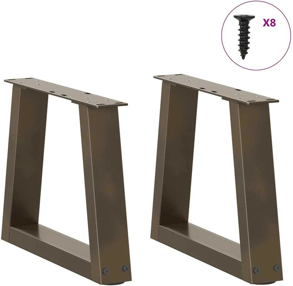 Kavos staliuko kojelės, V formos, 2 vnt., natūralus plienas, 30x(30-31,3) cm, plienas