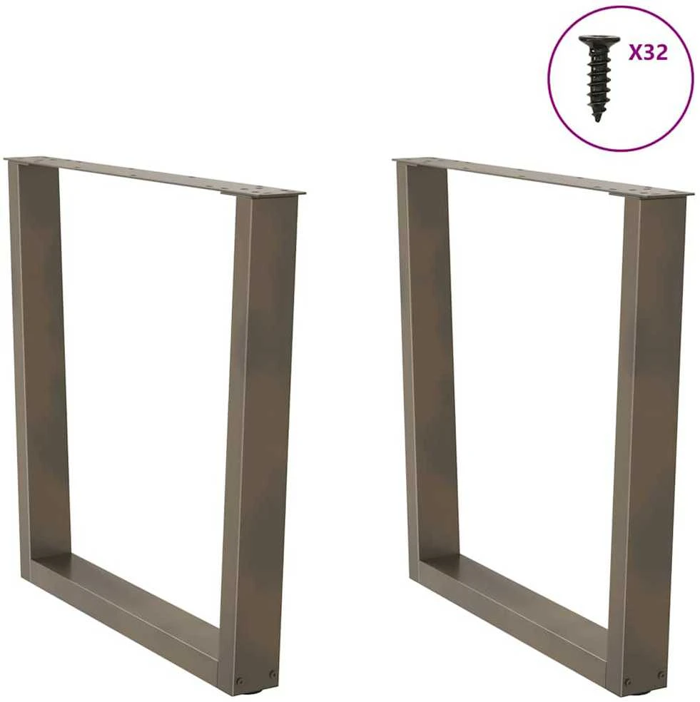 Valgomojo stalo kojelės, V formos, 2 vnt., natūralus plienas, 90x(72-73,3) cm, plienas