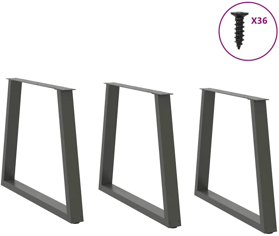 Valgomojo stalo kojos, V formos, 3 vnt., antracito spalvos, 70x(72-73,3) cm, plienas