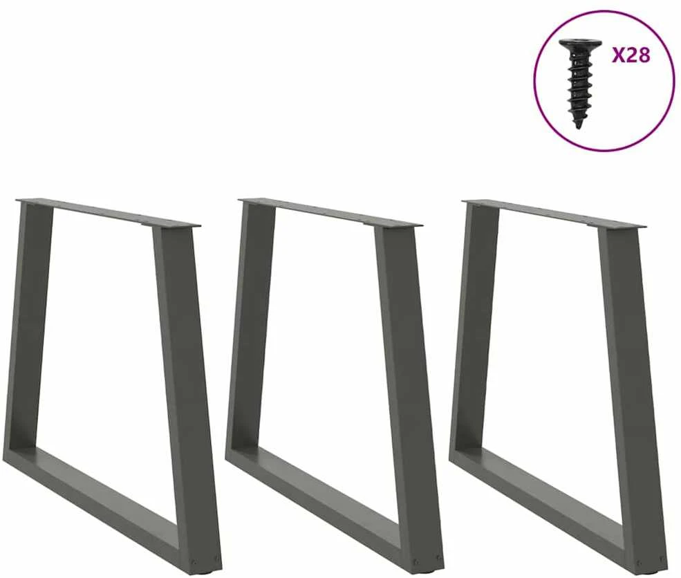 Valgomojo stalo kojos, 3 vnt., antracito spalvos, 90x(72-73,3) cm, plienas